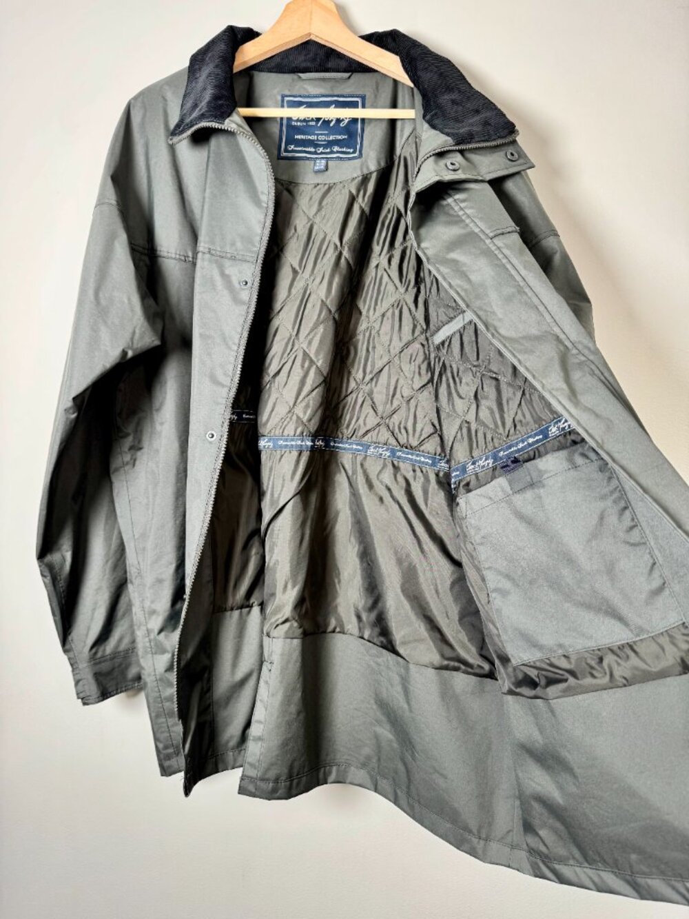 Jack Murphy Men's Green Waterproof Utility Corduroy Trim Coat Jacket Sz 2XL - Picture 7 of 12